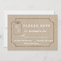Faire-part de Mariage | Pot Mason Lin Toile RSVP