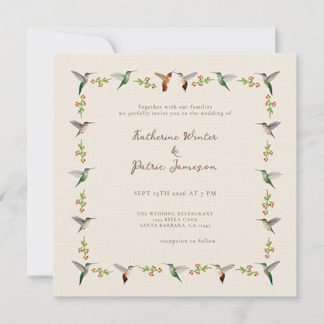 Faire-part de mariage pour colibris (Devant)