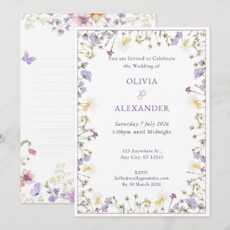 Faire-part de mariage pour jardin de fleurs sauvag