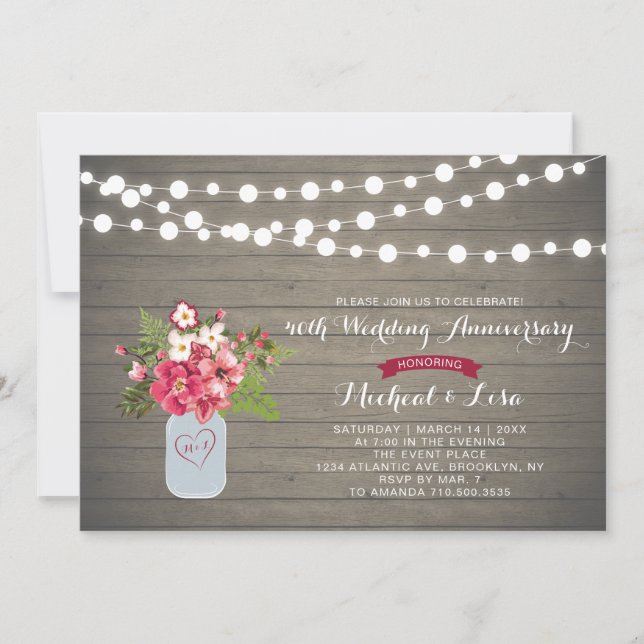 Faire-part de mariage pour les 40 ans de mariage e (Devant)