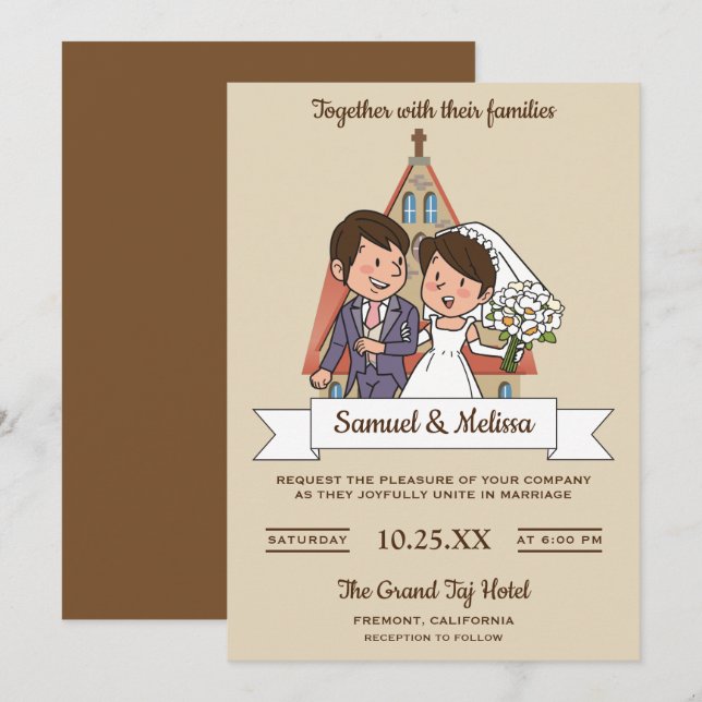 Faire-part de mariage pour un couple de jeunes mar (Devant / Derrière)