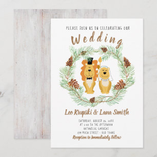Faire-part de mariage pour un couple de lions mari