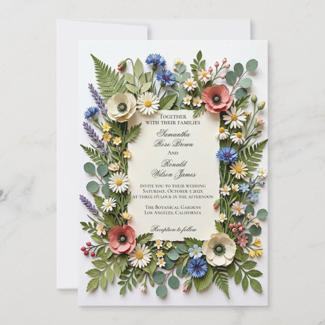 Faire-part de mariage pour un jardin de fleurs sau (Devant)