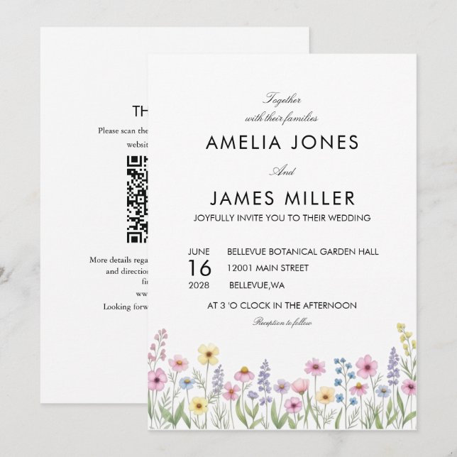 Faire-part de mariage pour un jardin de fleurs sau (Devant / Derrière)