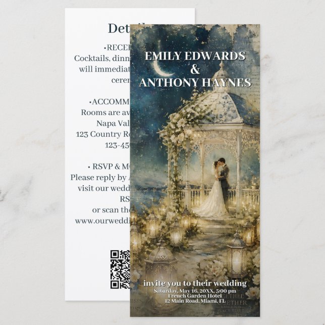 Faire-part de mariage pour un jardin romantique (Devant / Derrière)