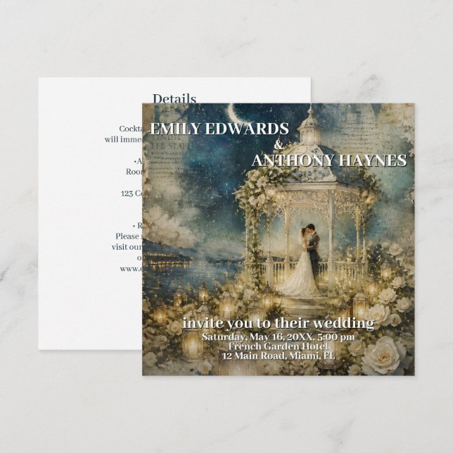 Faire-part de mariage pour un jardin romantique (Devant / Derrière)