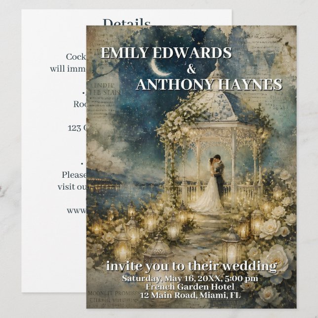 Faire-part de mariage pour un jardin romantique (Devant / Derrière)