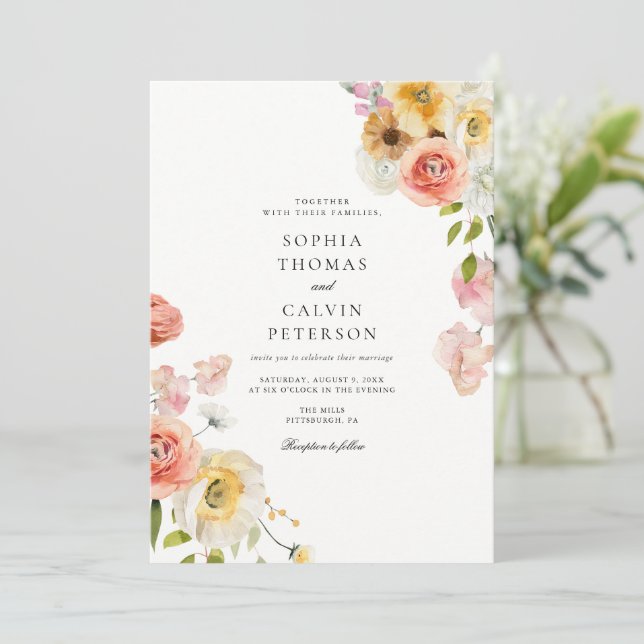 Faire-part de mariage pour un jardin romantique au (Debout devant)