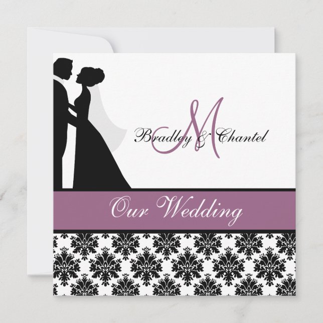 Faire-part de mariage pourpre de couples de (Devant)