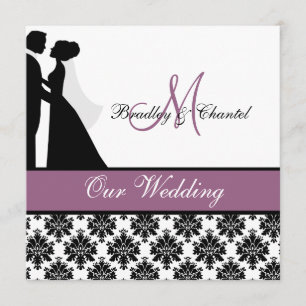 Faire-part de mariage pourpre de couples de