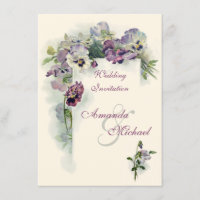 Faire-part de mariage pourpre de pensées