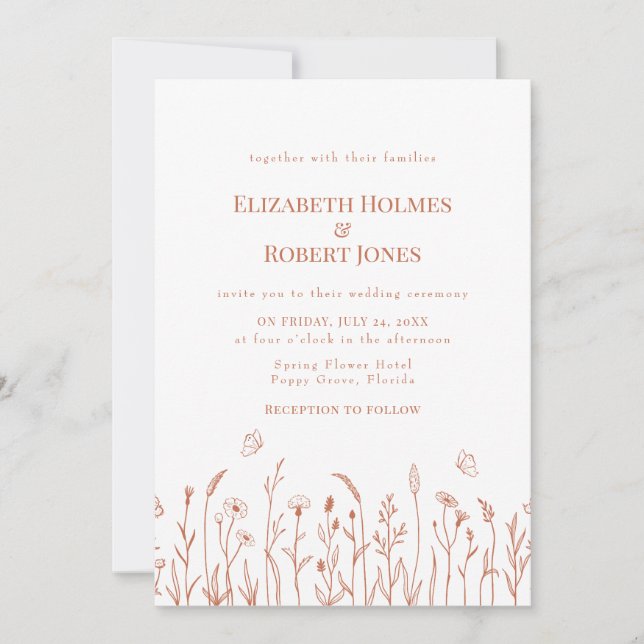 Faire-part de mariage Prairie de fleurs sauvages e (Devant)