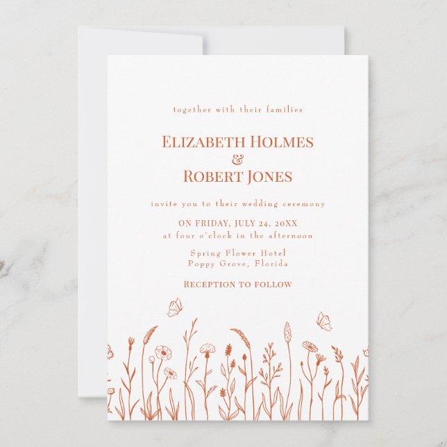 Faire-part de mariage Prairie de fleurs sauvages o (Devant)