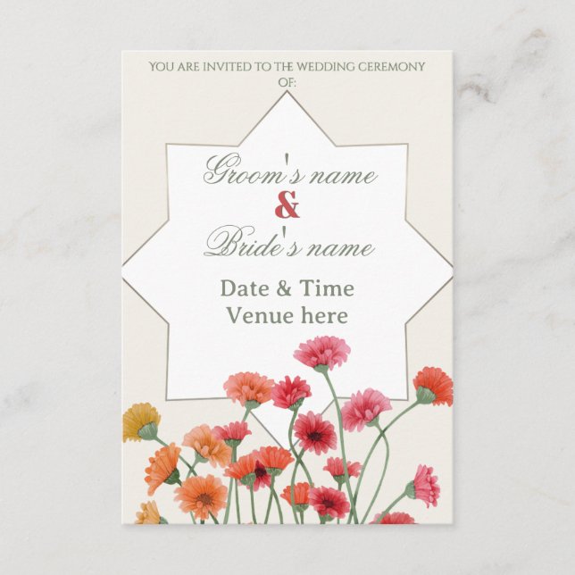 Faire-Part de Mariage Prairie Florale Vibrante (Devant)