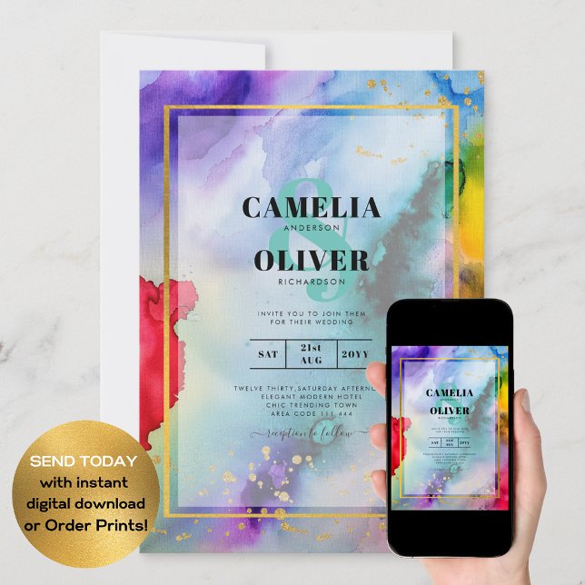 FAIRE-PART DE MARIAGE PRIDE EN COURSE Encre LeahG (Créateur téléchargé)