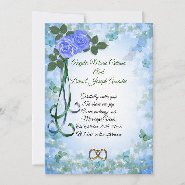Faire-part de mariage printanier élégant aux Roses (Devant)