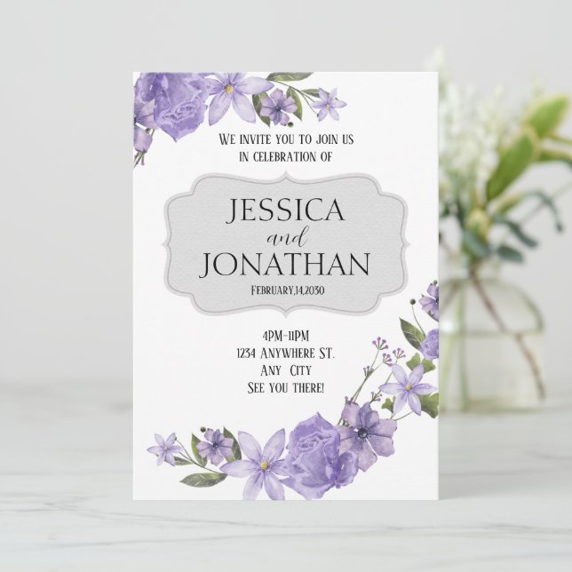 Faire-part de mariage Printemps Violet  (Debout devant)