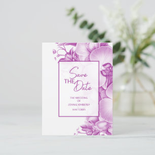Faire-part de mariage prune et blanc sur carte pos
