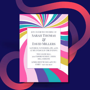 Faire-part de mariage psychédélique ronde rétro