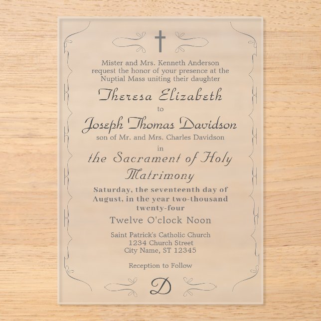 Faire-part de mariage purement catholique (Recto)