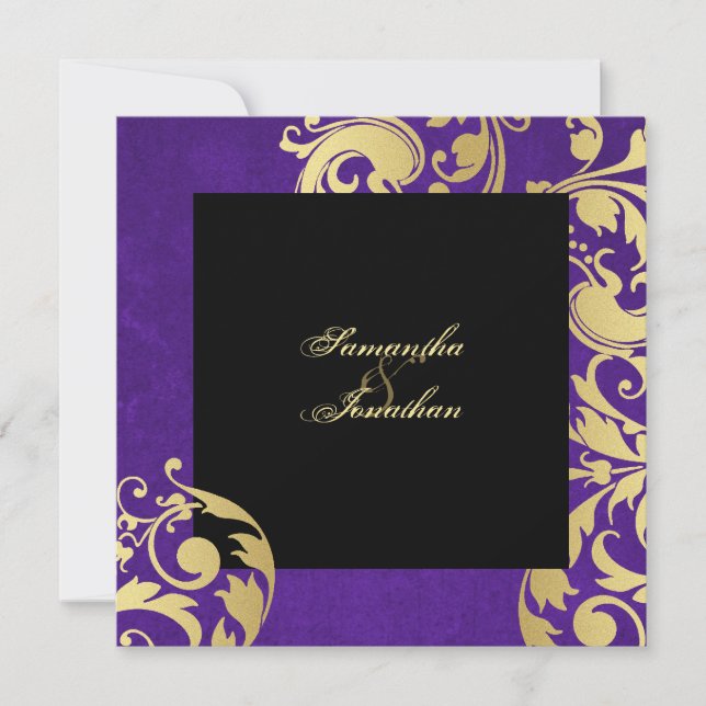faire-part de mariage Purple Gold Noir Plutôt Flor (Devant)