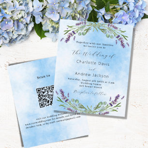 Faire-part de mariage QR bleu lavande