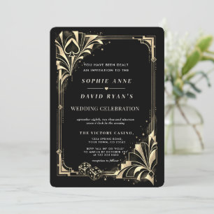 Faire-part de mariage QR code Art Déco Glamour Cas