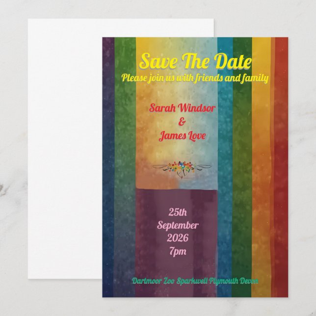 Faire-part de mariage Rainbow (Devant / Derrière)
