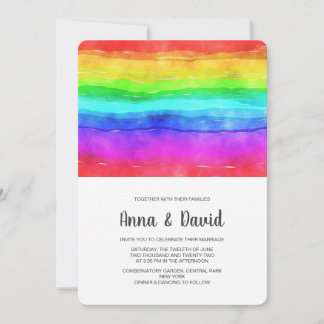 Faire-part de mariage Rainbow Watercolor moderne