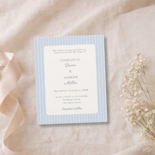 Faire-part de mariage rayé ivoire bleu poussiéreux