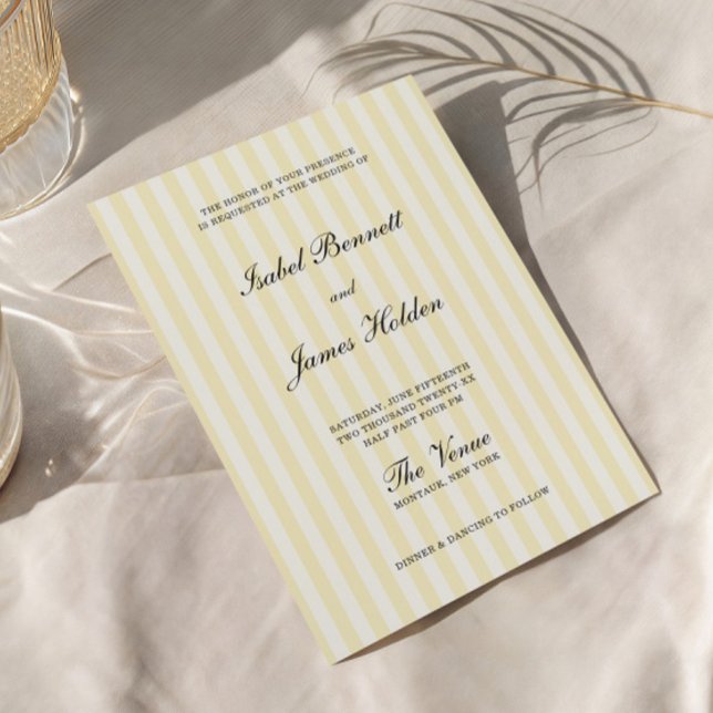 Faire-part de mariage rayures jaunes tendres  (Créateur téléchargé)