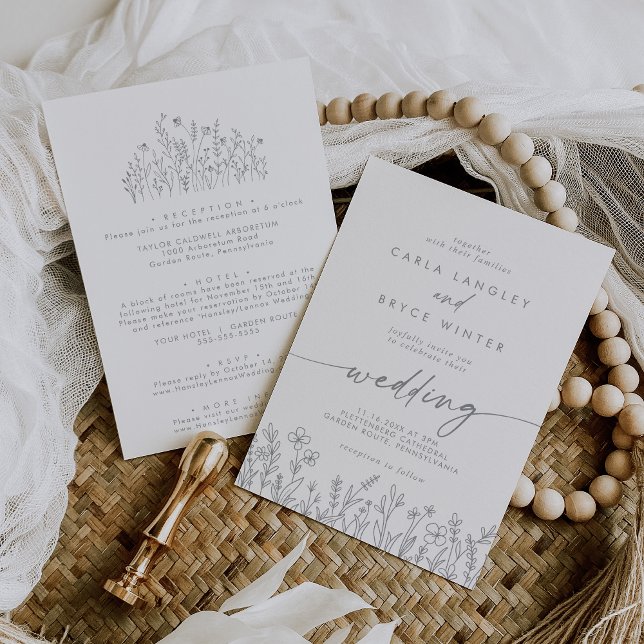 Faire-part de mariage recto verso Fleur sauvage Ca (Créateur téléchargé)