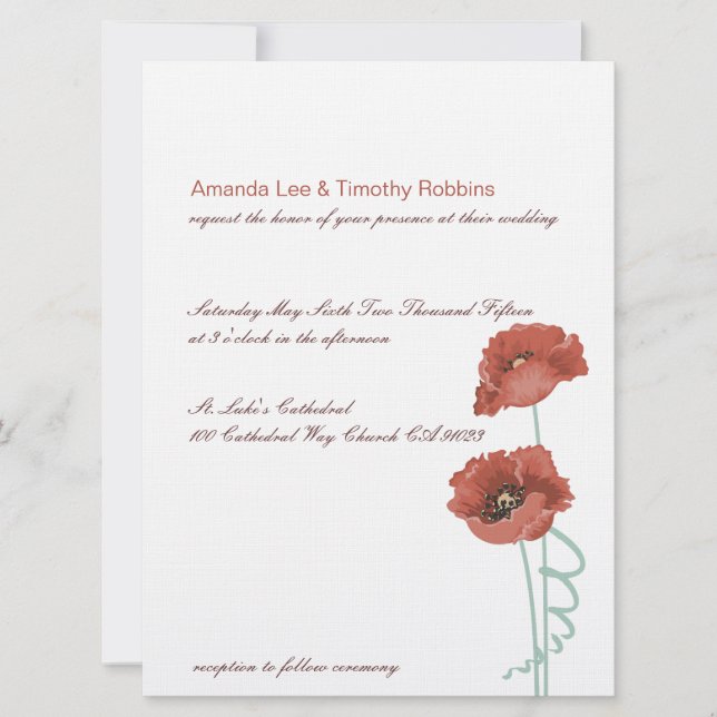Faire-part de mariage Red Peonies (Devant)