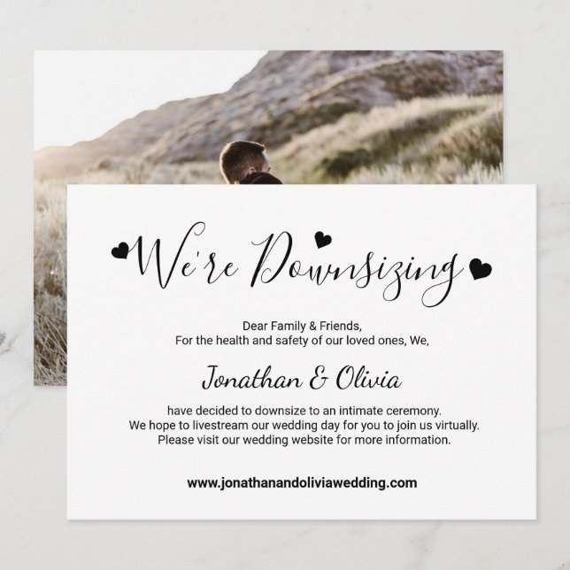 Faire-part de Mariage Réduction de taille élégant (Devant / Derrière)