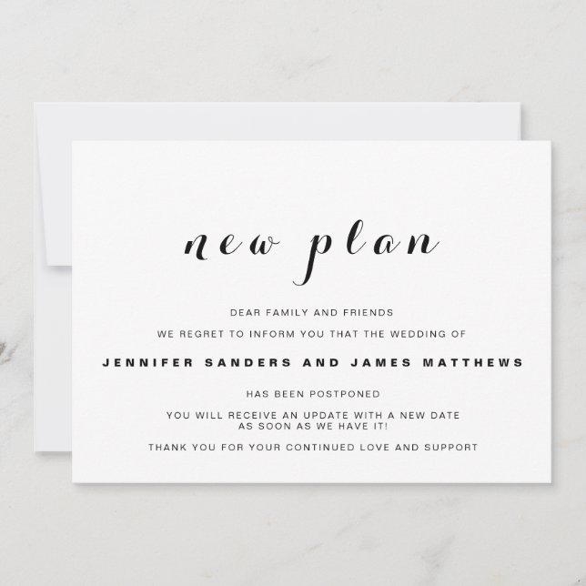 Faire-part de mariage reporté (Devant)
