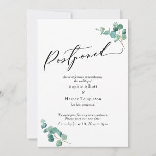 Faire-part de mariage reporté au parfum d'eucalypt