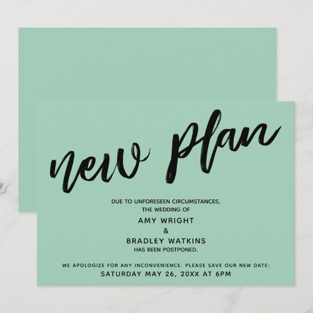 Faire-part de mariage reporté Vert "Nouveau Projet (Devant / Derrière)