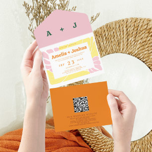 Faire-part de mariage rétro brillante et audacieus