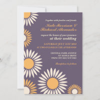 Faire-part de mariage rétro classique violet tourn