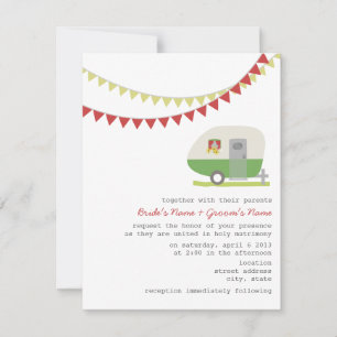 Faire-part de mariage Retro Green Trailer