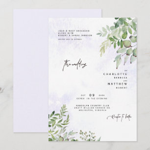 Faire-part de mariage Rêveur Lavande au Feuillage