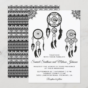 Faire-part de mariage rêveur tribal de receveur de