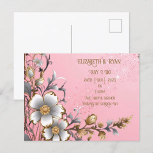 Faire-part de mariage Romance Florale Rose Fantais