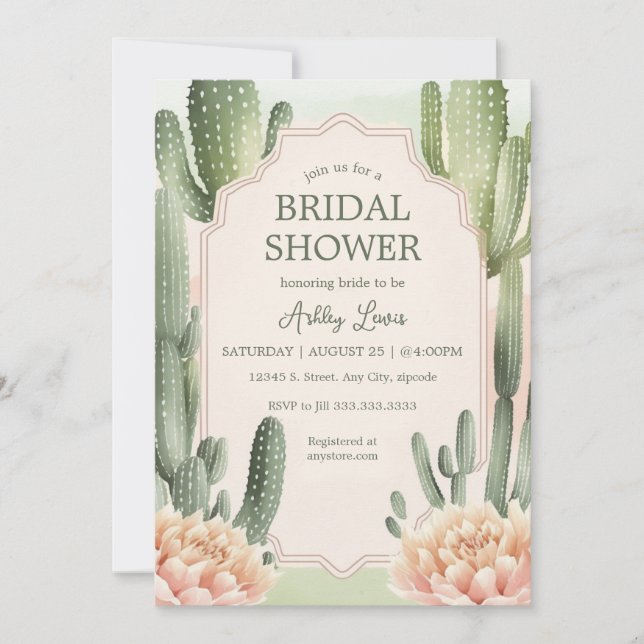 Faire-part de mariage Romance Succulente Cactus bo (Devant)
