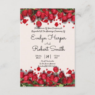 Faire-part de mariage romantique à fleurs rouges m