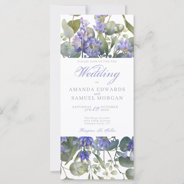 Faire-part de mariage romantique à l'eucalyptus et (Devant)