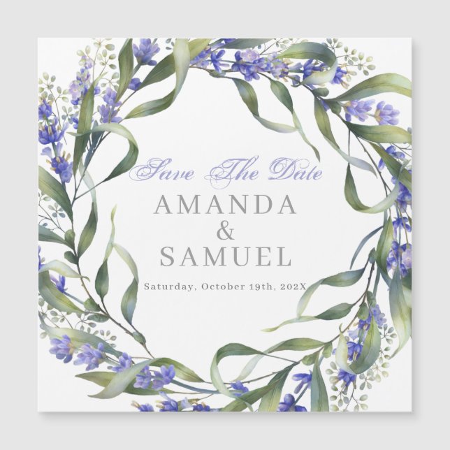 Faire-part de mariage romantique à l'eucalyptus et (Devant)