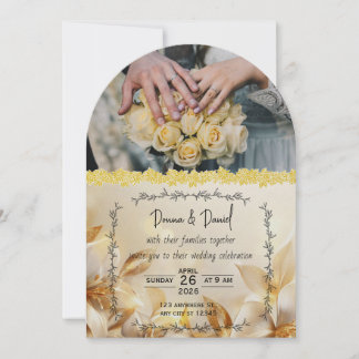 Faire-part de mariage romantique au design floral