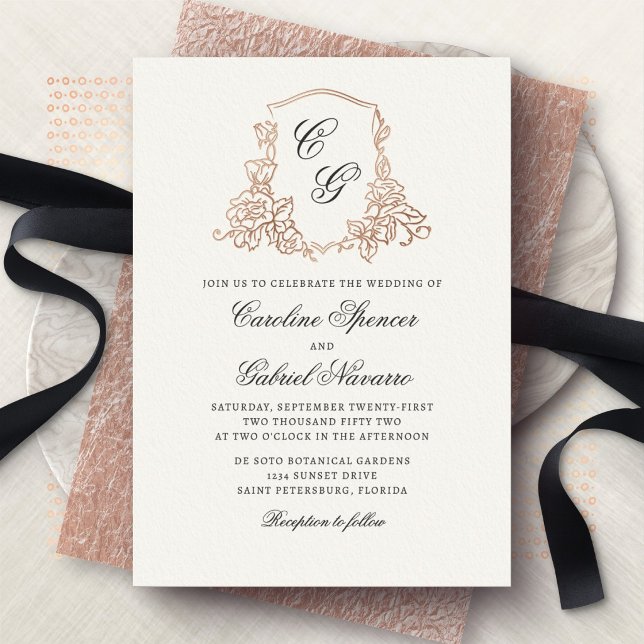 Faire-part de mariage romantique avec monogramme f (Créateur téléchargé)