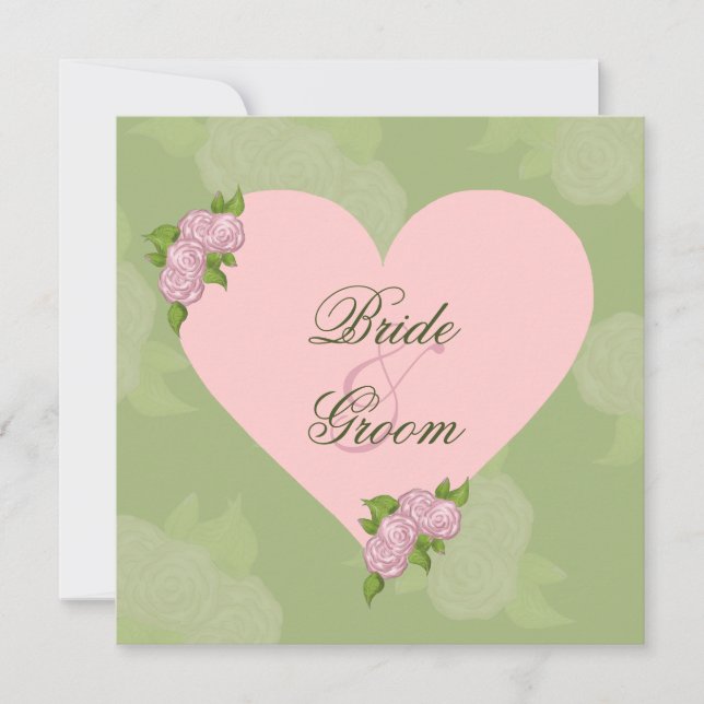 Faire-part de mariage romantique de coeur et de (Devant)